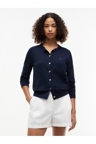 Tommy Hilfiger Co Jersey Stıtch C-nk Ls Cardı Kadın Mavi Kazak - Ww0ww42370