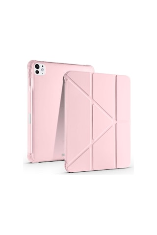 Apple Uyumlu iPad Pro 11 İnç M5 2025 Kılıf Üçgen Katlanabilir Kalem Şarj Bölmeli Kılıf A2836 A2837 A3006 Kapaklı Kılıf