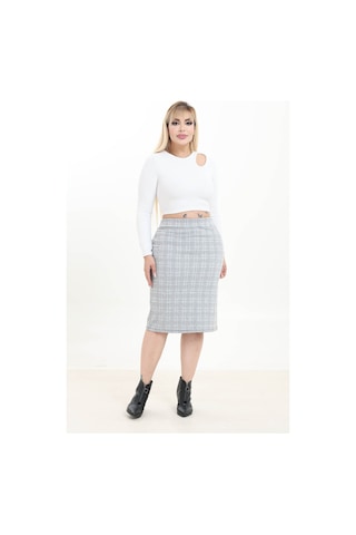 Esnek Büyük Beden Etek 15a-2748 Gri