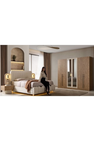 Santorini Mdf Yatak Odası Takımı Modüler Dolaplı