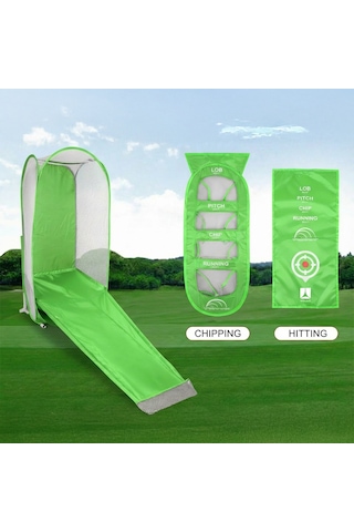 Rebuwo Golf Antrenman Ağı Chip, Pitch, Lob & Running Shot Çalışma Seti Yeşil
