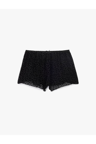 Koton Yarı Transparan Leopar Desenli Mini Şort Pijama Altı Siyah 7wlk80008mk