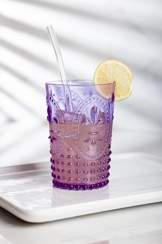 Akrilik Mor 6'lı Kısa Bardak & Su Meşrubat Kahve Yanı Bardağı 400 Ml Cam Değildir