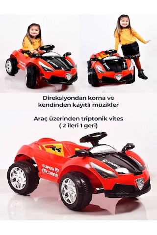 Robo Süper Cobra 12V Uzaktan Kumandalı Akülü Araba Kırmızı