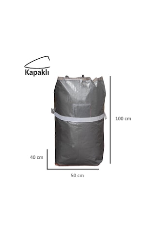 Branda Taşıma Çuvalı 50x40 100cm Kapaklı,Ipli ,Cepli 170gr. GÜMÜŞ