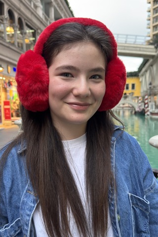 Mollycrush Genç Kırmızı Peluş Kulaklık Uniseks Kışlık Yumuşak Kulak Koruyucu Kırmızı