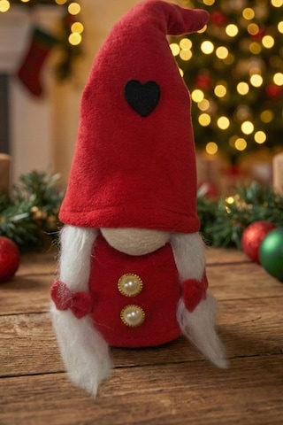Yılbaşı Süsü Noel Elf Cüce Figür 30cm Dekoratif Peluş Biblo 30 CM