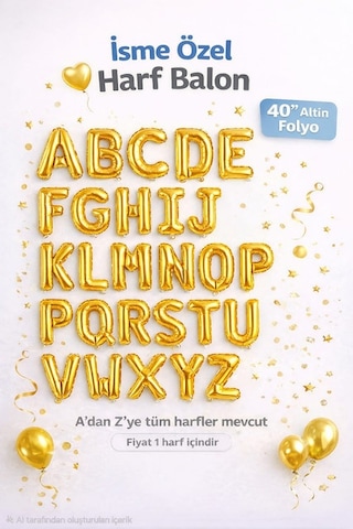 Y Harf Altın Folyo Balon 16 Inç 40 Cm