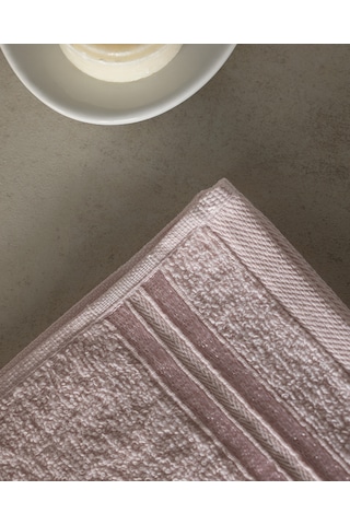 Maynor Bordürü Floşlu 2'li %100 Pamuk El Havlusu - Pudra 8684427114391 Pudra