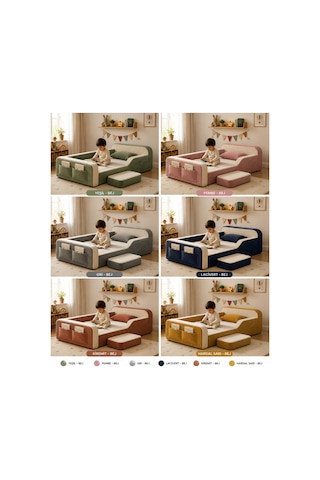 Dizanor Maxi Nest Pembe Fitilli Montessori Çocuk Karyolası Baza Başlık İç Yatak Seti 90 X 190 Cm