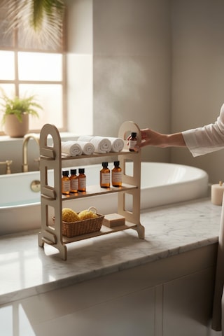 Gri Ahşap Mutfak & Banyo Organizeri Çok Amaçlı Şık Ve Modern Tasarım - Baharatlık Diğer