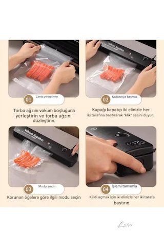 Vacuum Makinası Et Balık Gıda Vakum Ve Mühürleme Makinesi + 10 Adet Vakum Torbası