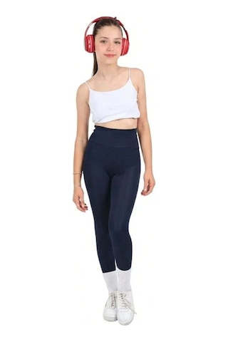 Erdem Kıds Kız Çocuk Okul Yüksek Bel, Koşu, Yürüyüş, Casual, Spor, Atletik, Egzersiz, Fittness Tayt Lacivert Lacivert