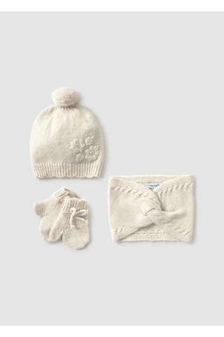 Mayoral Krem Bebek Bere Atkı Eldiven Takım 10019 Krem