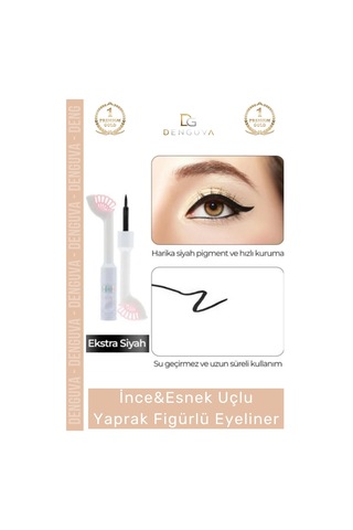 Eyeliner Yoğun Siyah Pigment Gün Boyu Etkili Kalıcı İnce Esnek Uçlu Yaprak Figürlü Eyeliner Diğer
