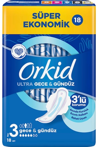 Orkid Ultra Gece Hijyenik Ped Gece 18'li
