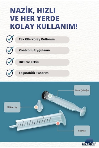 Bebek Burun Yıkama Aparatı, 2'li Şırıngalı Nazal Aspiratör, Silikon Uç