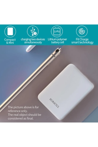 Geeksen Romoss Pure05 Beyaz 5000mah Powerbank - Akıllı Telefon Ve Tabletler İçin Hızlı Şarj Cihazı