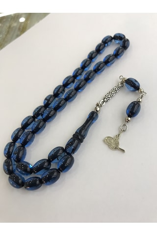 Sultan Telkari Kapsül Kesim Şeffaf Mavi Tonda Toz Kehribar Tesbih