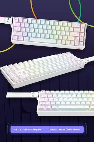 Havit Gamenote Kb922l Rgb Manyetik Klavye 68 Tuş Pbt Keycap Full Rollover - Beyaz