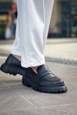 Roof Atelier Erkek Siyah Kalın Taban Loafer Ayakkabı - 2417 - Fst Siyah