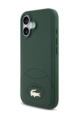 Apple Uyumlu iPhone 17  Kılıf Lacoste Lisanslı M-safeli Pu Deri Tasarımlı Metal Logolu Kapak Yeşil Yeşil