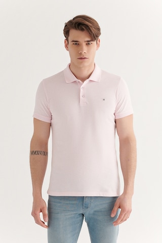 Avva E001004 Serin Tutan Standart Fit Normal Kesim Erkek Polo Yaka T-Shirt - Açık Pembe
