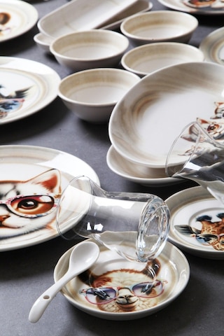 Kitchen Life 32 Parça 6 Kişilik Sweet Animals Porselen Kahvaltı Takımı Bone China