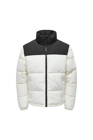 Only Onsmelvin Life Lf Puffer Jacket Otw Vd Erkek Günlük Mont 22025205-Antıque-Whıte Beyaz