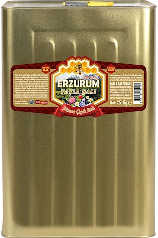 Erzurum Yayla Süzme Çiçek Balı 25 Kg Teneke