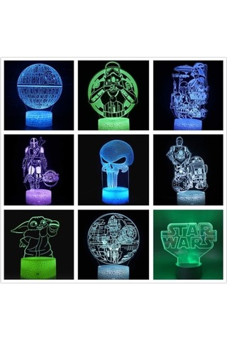 Fastbuy De Beers Anime Yoda Bebek 3d Lamba Led Gece Lambası Renk Değiştiren Çocuk Yatak Odası Manga Groot Masa Lambası 9xp24v Bej