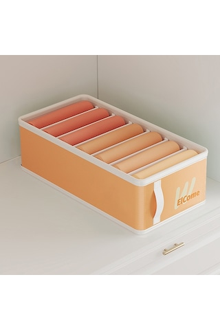 Sones Ana Sayfa Giyim Bölmeleri Nem Geçirmez Saklama Kutusu Katlanabilir Pantolon Düzenleyici Turuncu Küçük 7-ızgara Diğer