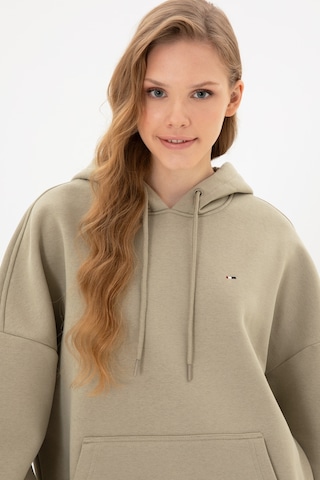 U.S. Polo Assn. Kadın Açık Haki Şardonlu Kapüşonlu Sweatshırt 50313567-VR183