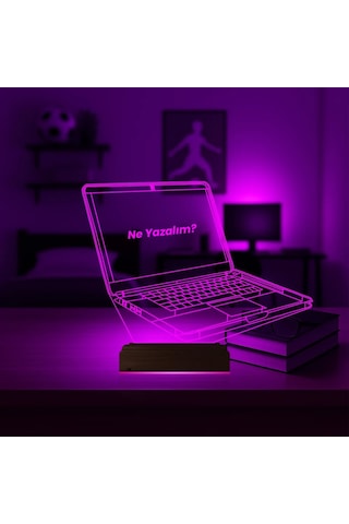 Luvivia Laptop Notbook Bilgisayar Kişiye Özel 3d Lamba - Masa Gece Lambası