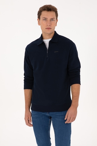 U.S. Polo Assn. Erkek Regular Fit Yarım Fermuarlı Şardonlu Lacivert Basic Sweatshirt 50313783-VR033