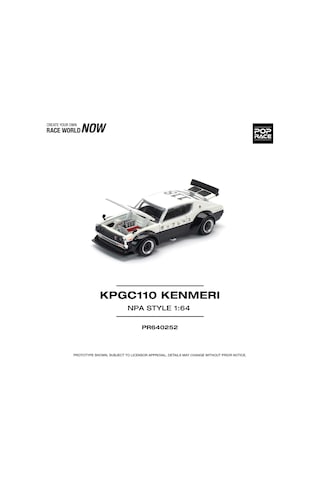 Pop Race 1:64 Nissan Skyline Kpgc110 Kenmeri Npa Style Siyah Beyaz Diecast Model Araba Gri
