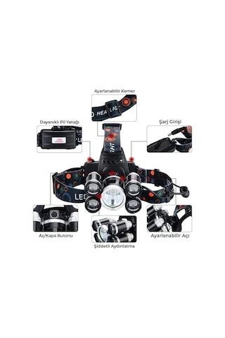 Sh Powermaster Mx-501 5 Power Ledli Su Geçirmez 18650 Pilli Şarj Edilebilir Kafa Feneri Najmaddin Diğer