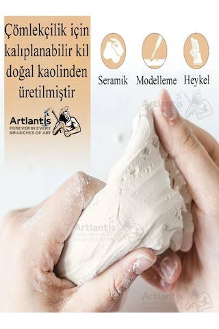 Beyaz Seramik Hamuru 2 Kg Seramik Başlangıç Seti Ebeşuar Modelleme Mydido 6 Renk Akrilik Boya Fırça Heykel