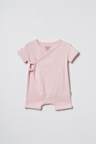 Babycosy Organic Wear %100 Organik Pamuk,2'li Kruvaze Kısa Kollu Bebek Tulum Little Princess Yazlık Kız Bebek Tulum Pembe