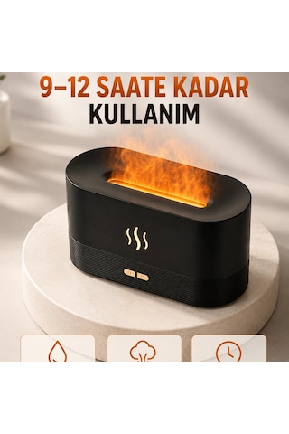 180 Ml Alev Efektli Aroma Difüzörü Ultrasonik Buharlı Aromaterapi Cihazı