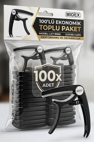 Midex Lct-90bk-100x Kapo 100'lü Toptan Capo Gitar Bağlama