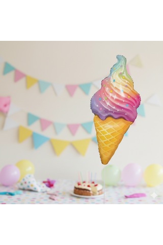110x50 Cm Dondurma Folyo Balon 47 İnç - Doğum Günü Parti Dekorasyon Balonu Çok Renkli