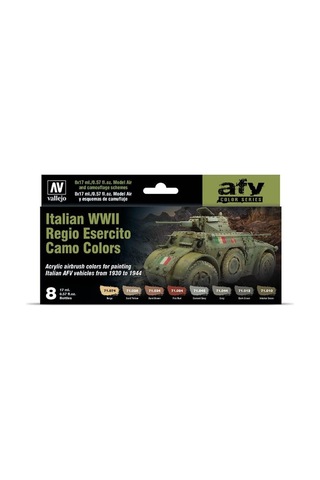 Vallejo 71645 8x18 Ml. Italian Wwıı Regio Esercito Camo Colors 1930-1944, Model Air Serisi Model Boyası Seti Renkli