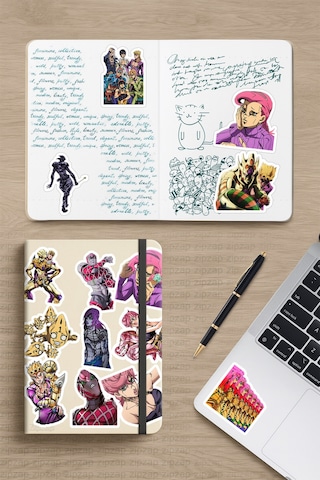 Jojo No Kimyou Na Bouken Part 5 Anime Telefon Laptop Yapışkanlı Folyo Sticker Paketi 25 Adet Çok Renkli