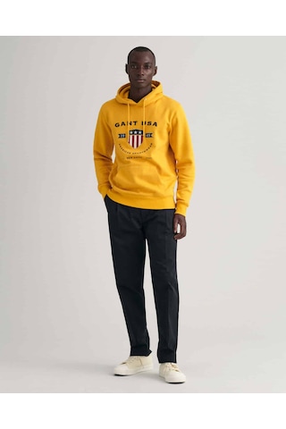 Gant Erkek Kapşonlu Sweatshirt Yandan Cepli Sarı