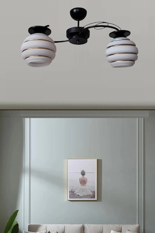 İlay Modern Siyah Lasa Camlı Salon Oturma Odası Avizesi Avize Seti Siyahhhh