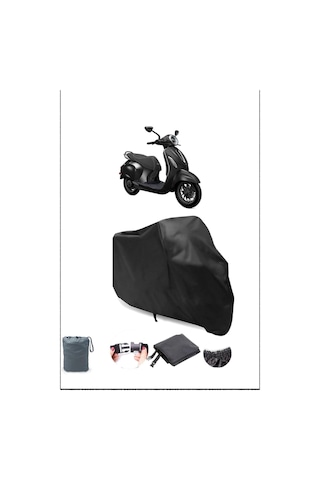 Siyah Bajaj Chetak Su Geçirmez Dayanıklı Motosiklet Örtüsü Siyah