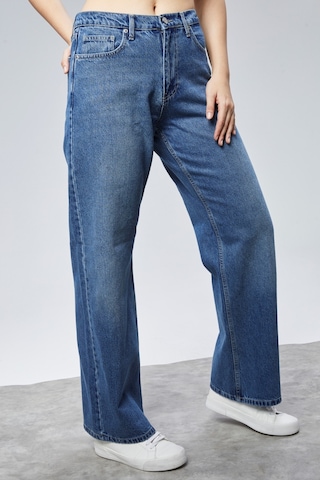Cedy Denim Cedy Denım Yüksek Kalite Kadın Palazzo Yüksek Bel Cotton Jean Pantolon Mavi