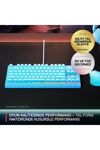 Steelseries Apex 3 Tkl Rgb Suya Ve Toza Dayanıklı Türkçe Gaming Klavye Mavi