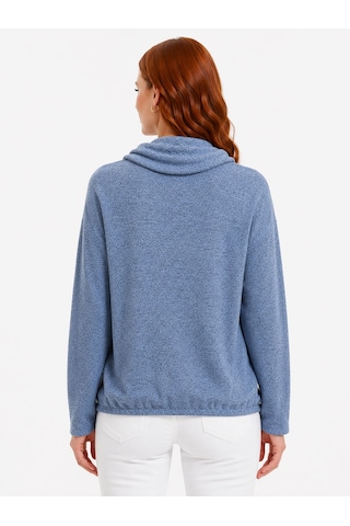 Neden Tekstil Kadın Salaş Rahat Triko Sweatshirt - Mavi